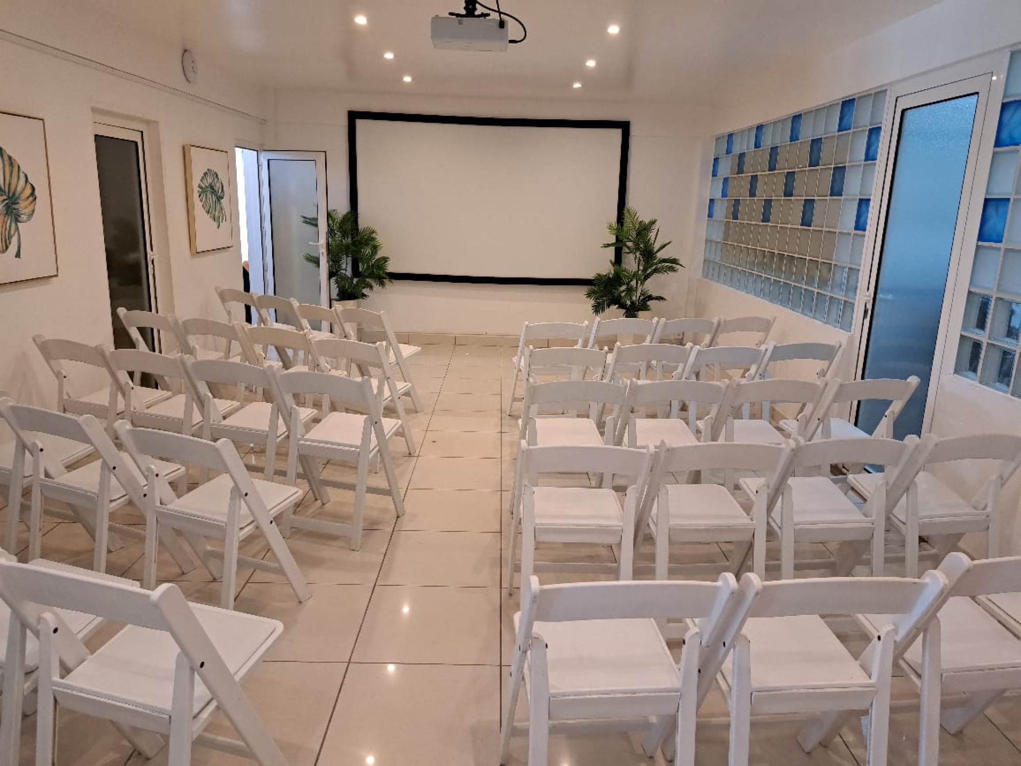 Aida Hall set theatre-style for a seminar at BethsAida